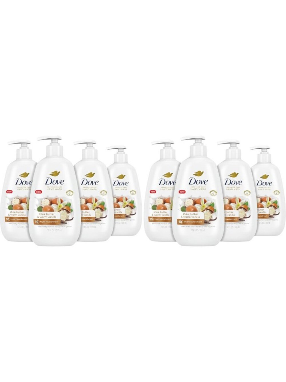 Shea Butter & Warm Vanilla Hand Wash - Soft, Smooth Skin, 12 oz, Pack of 8